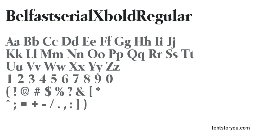 Czcionka BelfastserialXboldRegular – alfabet, cyfry, specjalne znaki