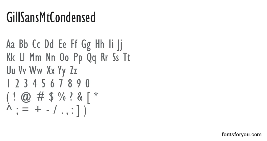 Czcionka GillSansMtCondensed – alfabet, cyfry, specjalne znaki