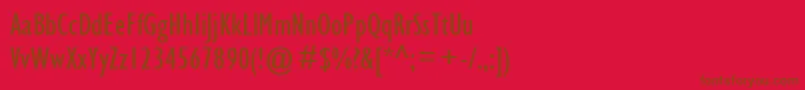 GillSansMtCondensed-Schriftart – Braune Schriften auf rotem Hintergrund