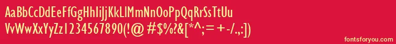 GillSansMtCondensed-fontti – keltaiset fontit punaisella taustalla