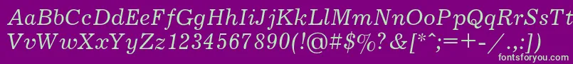 JournalItalic Font – Green Fonts on Purple Background