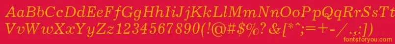 JournalItalic Font – Orange Fonts on Red Background