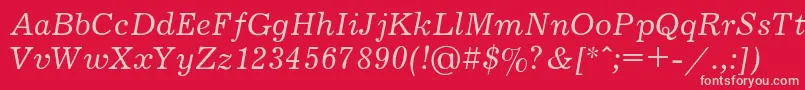 JournalItalic Font – Pink Fonts on Red Background