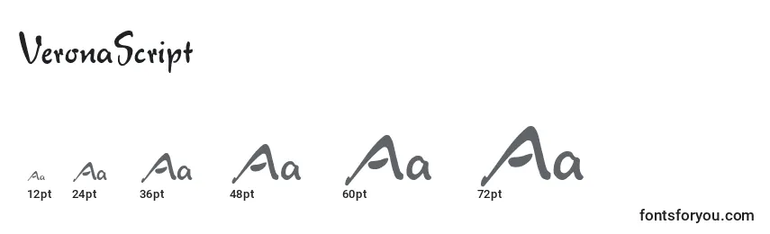sizes of veronascript font, veronascript sizes