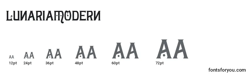 sizes of lunariamodern font, lunariamodern sizes
