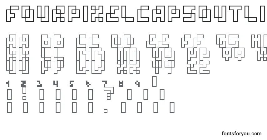 characters of fourpixelcapsoutline font, letter of fourpixelcapsoutline font, alphabet of  fourpixelcapsoutline font