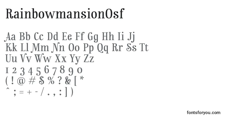 characters of rainbowmansionosf font, letter of rainbowmansionosf font, alphabet of  rainbowmansionosf font