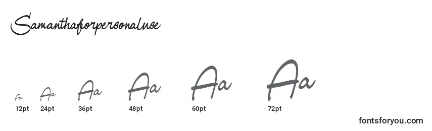 sizes of samanthaforpersonaluse font, samanthaforpersonaluse sizes