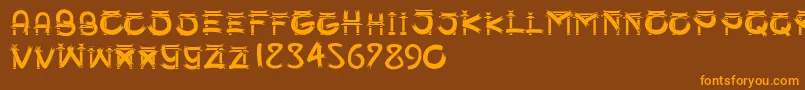 SmgSampookong-Schriftart – Orangefarbene Schriften auf braunem Hintergrund
