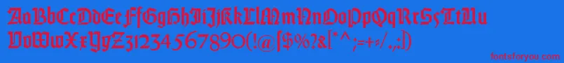 DsweissGotischalt Font – Red Fonts on Blue Background