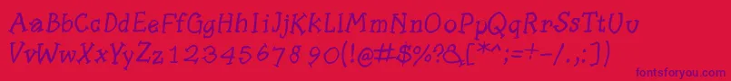 Slabserifwrittenitalic Font – Purple Fonts on Red Background