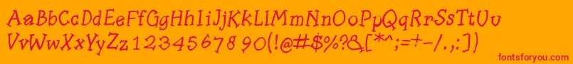 Fonte Slabserifwrittenitalic – fontes vermelhas em um fundo laranja