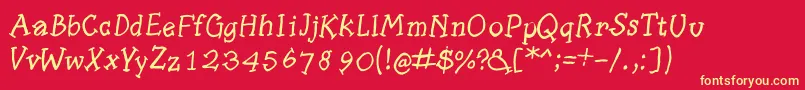 Slabserifwrittenitalic-fontti – keltaiset fontit punaisella taustalla