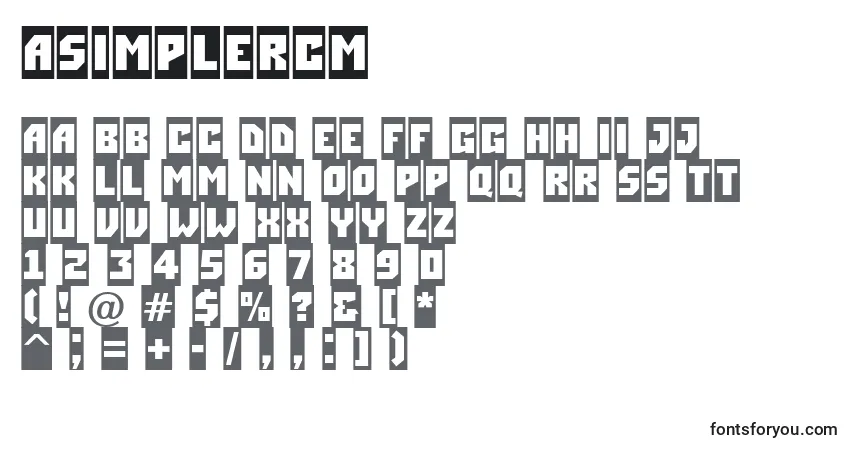 Schriftart ASimplercm – Alphabet, Zahlen, spezielle Symbole