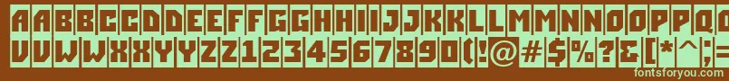 ASimplercm-fontti – vihreät fontit ruskealla taustalla
