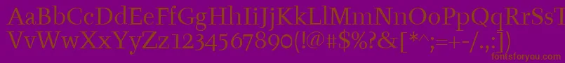 Fonte TyfaitcTt – fontes marrons em um fundo roxo