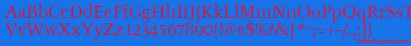 Czcionka TyfaitcTt – czerwone czcionki na niebieskim tle