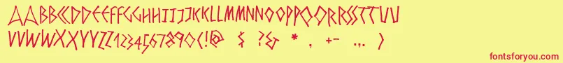 フォントZyprian – 赤い文字の黄色い背景