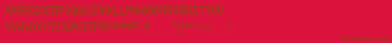 Chokoshtroko-Schriftart – Braune Schriften auf rotem Hintergrund