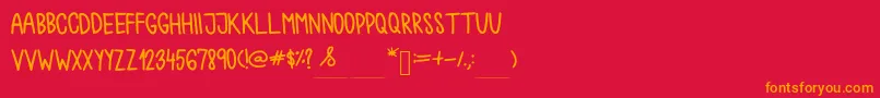 フォントChokoshtroko – 赤い背景にオレンジの文字