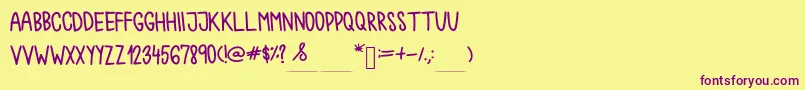 Chokoshtroko Font – Purple Fonts on Yellow Background