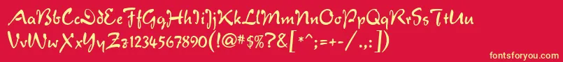 VeronaScript-Schriftart – Gelbe Schriften auf rotem Hintergrund