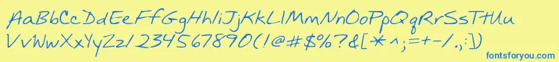 Kgmullally Font – Blue Fonts on Yellow Background