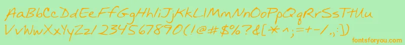 Kgmullally-Schriftart – Orangefarbene Schriften auf grünem Hintergrund