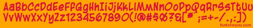 Fonte BlambotCasualBold – fontes vermelhas em um fundo laranja