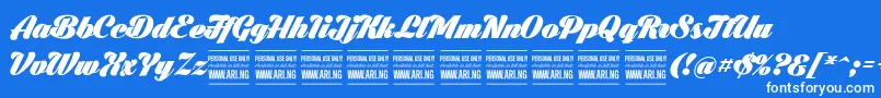 BlacklarchPersonalUse-Schriftart – Weiße Schriften auf blauem Hintergrund