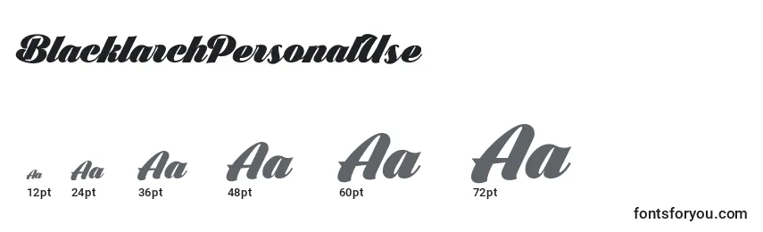 BlacklarchPersonalUse Font Sizes