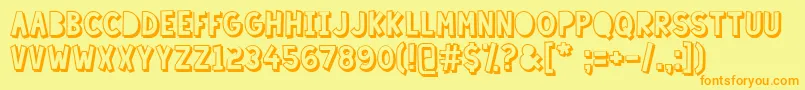 LazySundayShadow-Schriftart – Orangefarbene Schriften auf gelbem Hintergrund