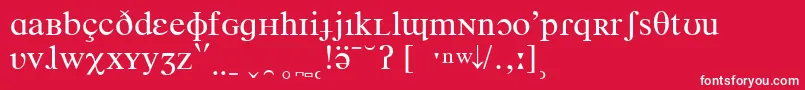TimesPhoneticIpa-Schriftart – Weiße Schriften auf rotem Hintergrund