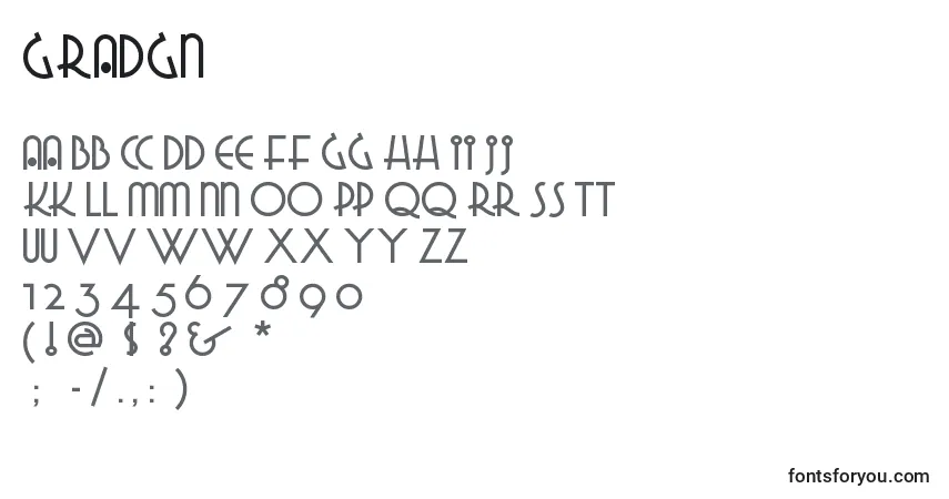 Czcionka Gradgn – alfabet, cyfry, specjalne znaki