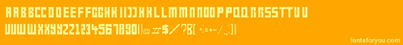 DoctorWho-Schriftart – Gelbe Schriften auf orangefarbenem Hintergrund