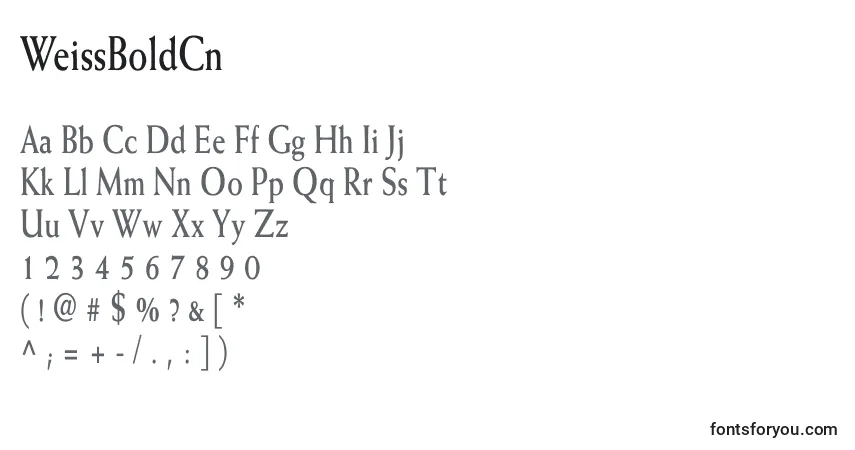 A fonte WeissBoldCn – alfabeto, números, caracteres especiais