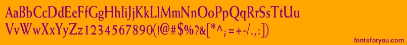 WeissBoldCn-Schriftart – Violette Schriften auf orangefarbenem Hintergrund