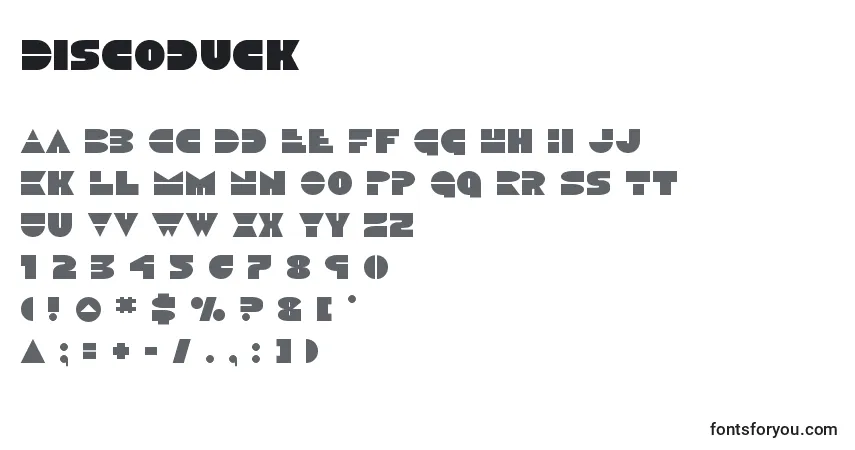 Czcionka Discoduck – alfabet, cyfry, specjalne znaki