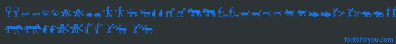 Llhulluporo-Schriftart – Blaue Schriften auf schwarzem Hintergrund