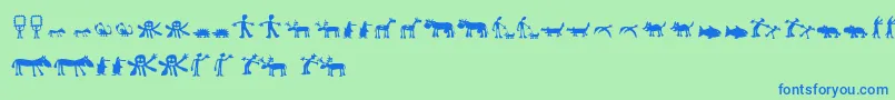 Llhulluporo-Schriftart – Blaue Schriften auf grünem Hintergrund