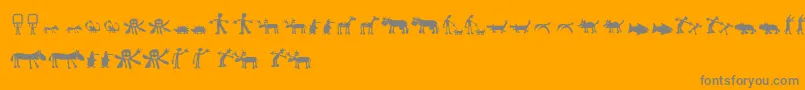 フォントLlhulluporo – オレンジの背景に灰色の文字