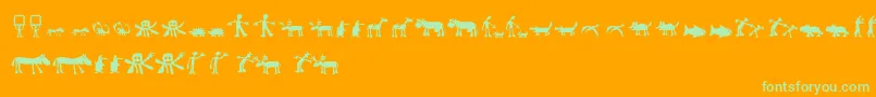 Llhulluporo-Schriftart – Grüne Schriften auf orangefarbenem Hintergrund