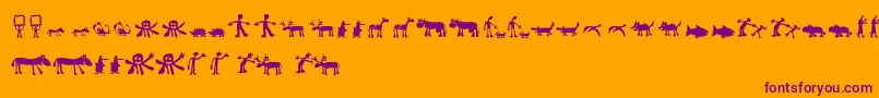 フォントLlhulluporo – オレンジの背景に紫のフォント
