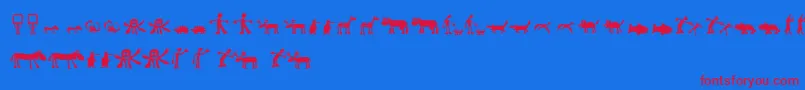 フォントLlhulluporo – 赤い文字の青い背景