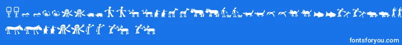 Fonte Llhulluporo – fontes brancas em um fundo azul