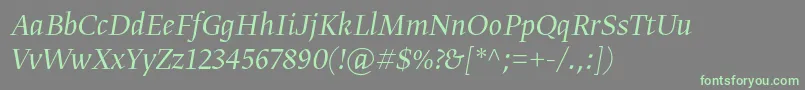 GretadisplayproLightitalic-fontti – vihreät fontit harmaalla taustalla
