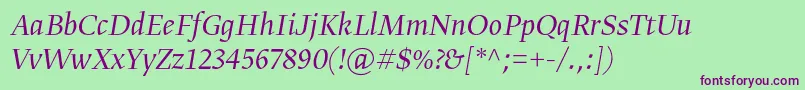 GretadisplayproLightitalic Font – Purple Fonts on Green Background