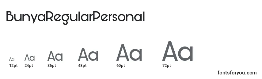 BunyaRegularPersonal Font Sizes