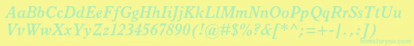 ItalianoldstylemtstdBoldit Font – Green Fonts on Yellow Background
