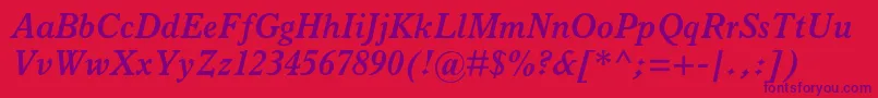 ItalianoldstylemtstdBoldit Font – Purple Fonts on Red Background